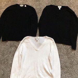 1 cashmere sweater and 2 Pima Cotton sweaters.